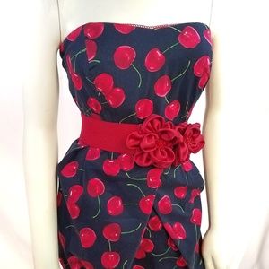 Trixxi Strapless Cherry Dress Pinup Rockabilly 11